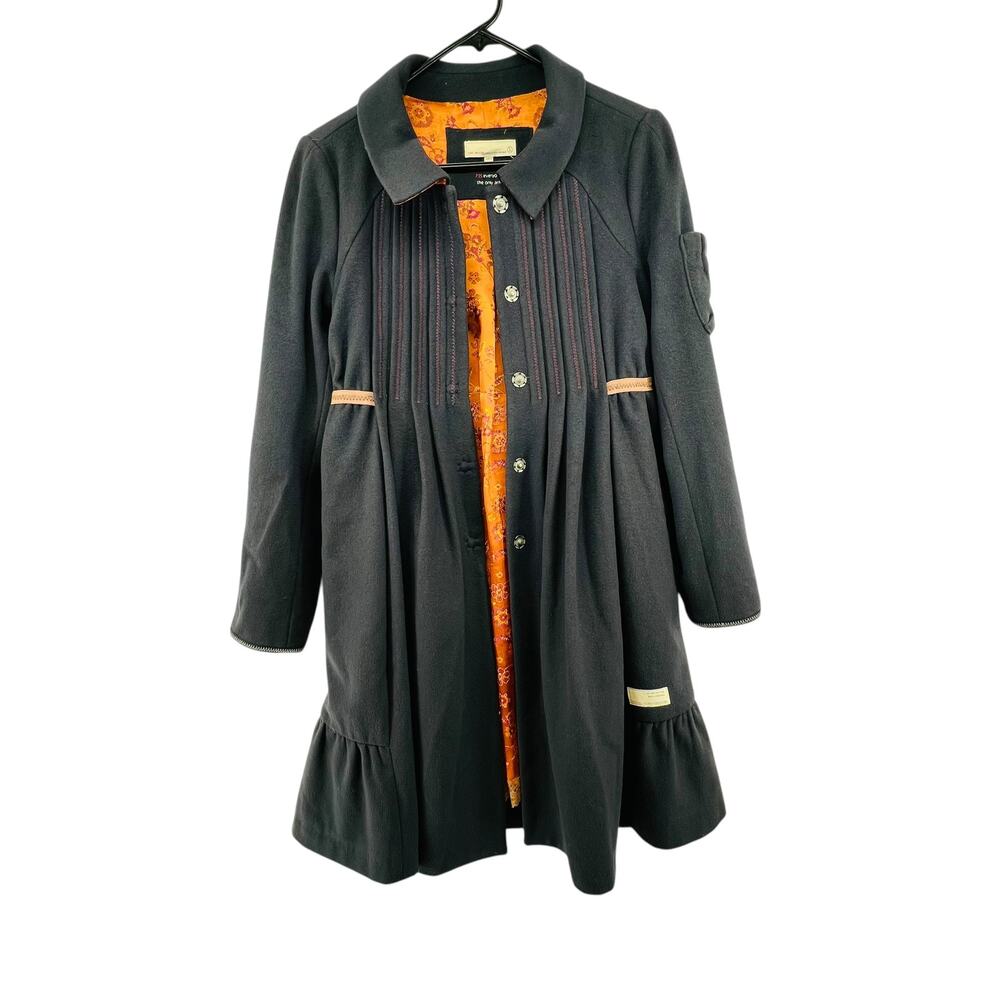 Odd Molly for Anthropologie Wool Cashmere Blend Coat Size 1 Small Orange Lining
